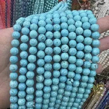 Natural Gemstone Beads Necklace - Handmade Natural Stone Jewelry,Turquoise Howlite, Size 6mm/50cm, NO.27 ABC Jewelries